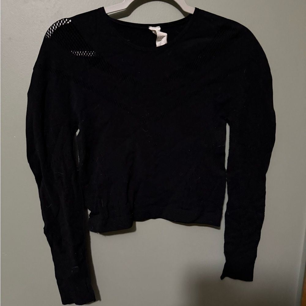 Fabletics Jaymee Mesh Long-Sleeve Top Black Size L